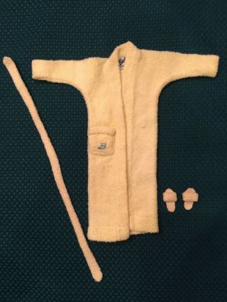 Vintage Barbie Yellow Robe,  Belt,  And Slippers From Singing In The Shower 988