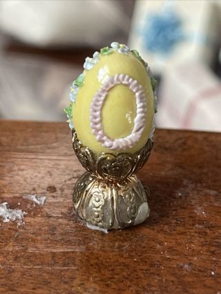 Vintage Doll House Miniature Accessories 1:12 Easter Egg On Stand