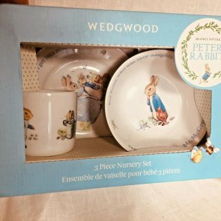 Wedgewood Nib Beatrix Potter Peter Rabbit 3 Piece Nursery Set Place Setting Boy