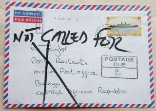 Tristan Da Cunha 1997 Undelivered Cover To Central African Republic Postage Due
