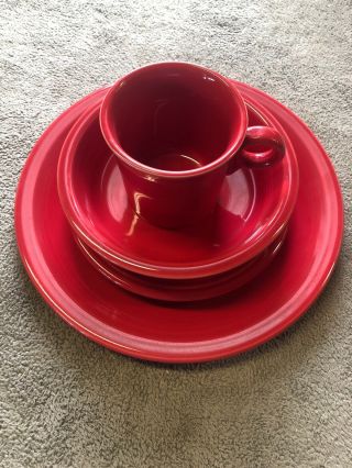 Fiesta 4 - Pc Place Setting Service For One Dinnerware Set Red Made In Usa