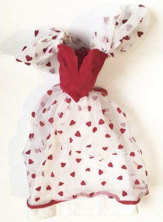 Vintage Pretty Hearts Barbie 2pc Dress Gown W/snap Closure