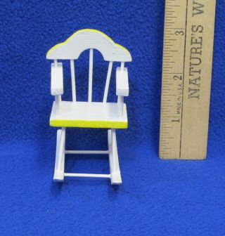 Miniature Dollhouse Doll House Furniture Wood Rocking Chair White w/ Yellow Trim 2