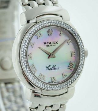 Rolex Cellini Cellissima Ref 6671 Ladies 18K White Gold,  Diamond Bezel,  MOP Dial 4