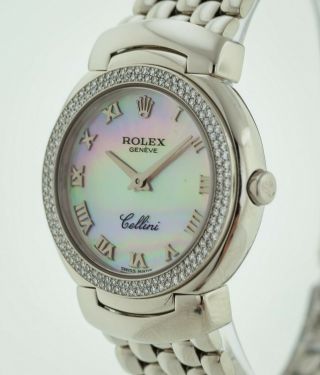 Rolex Cellini Cellissima Ref 6671 Ladies 18K White Gold,  Diamond Bezel,  MOP Dial 6