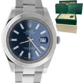 Rolex Datejust Ii Blue Smooth Stainless Steel 41mm Oyster Watch 116300