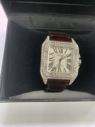 Mens Cartier Santos 100 XL Stainless Steel Automatic Diamond Watch 3