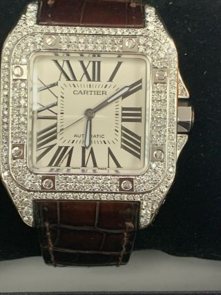 Mens Cartier Santos 100 XL Stainless Steel Automatic Diamond Watch 4
