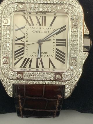 Mens Cartier Santos 100 XL Stainless Steel Automatic Diamond Watch 5
