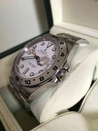 Rolex Explorer II 216570 Polar White Orange Stainless Steel 42mm GMT Date Watch 2