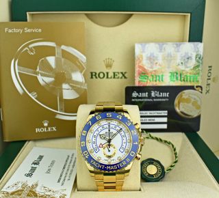 Rolex Mens 18kt Gold Yachtmaster Ii White Index Newstyle Hands 116688 Sant Blanc