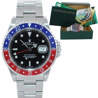 2001 Rolex Gmt - Master Ii Pepsi Steel Blue Red 16710 Watch Watch Sel Box