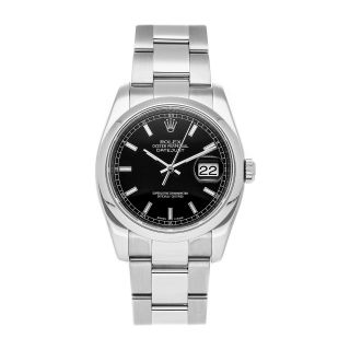 Rolex Datejust Automatic 36mm Steel Black Dial Mens Oyster Bracelet Watch 116200
