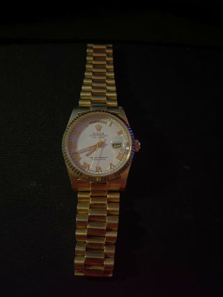 Rolex President Day Date 18238 White Dial 18k Yellow Gold