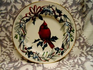 Lenox Winter Greetings By Catherine Mcclung Lunch/dessert Plate - Cardinal