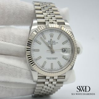 Rolex Datejust 41 Stainless Steel And White Gold White Dial Watch 126334