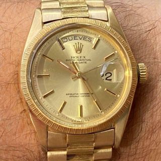 Rolex Day - Date Ref.  1803 18kt Yellow Gold Vintage Watch 100 Bark Finish