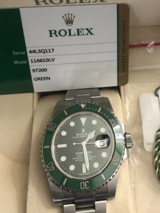 Rolex Submariner Steel HULK Green Ceramic Watch Box/Papers ' 11 116610LV 5