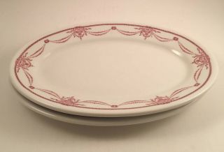 Mcnichol China Restaurant Ware Oval Plates W/ Red Urns & Swags Clarksburg,  Wv