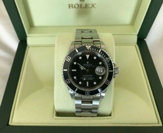 2008 Rolex Submariner 16610 Men ' s Watch 40mm w/ Date Bubble - Black Dial & Bezel 2