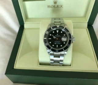 2008 Rolex Submariner 16610 Men ' s Watch 40mm w/ Date Bubble - Black Dial & Bezel 5