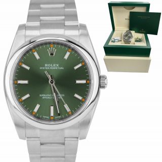 Rolex Oyster Perpetual Olive Green Stainless Steel 34mm Watch 114200