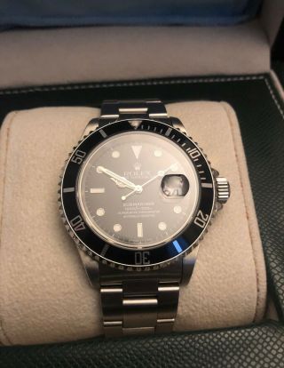 Rolex Submariner Date Steel Black Dial/bezel Mens 40mm Watch 16610 T749666