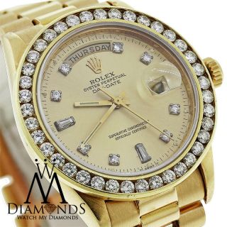 Presidential Rolex 18038 Single Quickset 18k Yellow Gold Watch Diamond Bezel