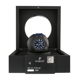 Hublot Big Bang 44mm Ceramic Automatic Self Wind Blue Watch 301.  CI.  7170.  LR 4