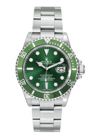 Rolex Submariner 16610 Date S/steel 40mm Watch - Custom Green Ceramic Bezel & Dial