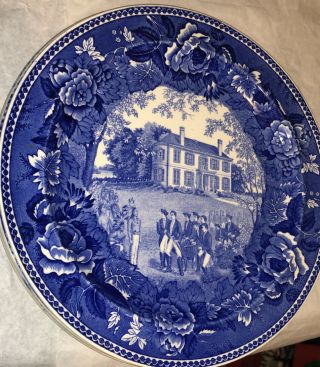 Wedgwood Harrison Mansion Vincennes Battle Blue Transferware Plate 9”