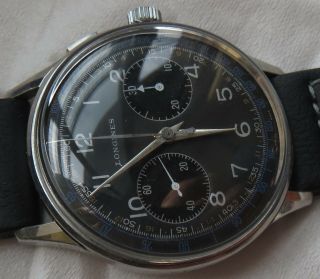 Longines Cal.  13zn Chronograph Mens Wristwatch Steel Case 38 Mm.  In Diameter