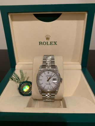 Rolex Datejust 116200 White Dial 36mm Bezel - Custom Job With Diamonds