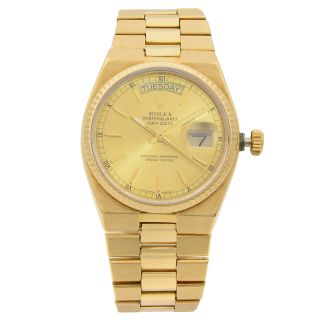 Rolex Day - Date Oysterquartz President 18k Gold Champagne Dial Mens Watch 19018