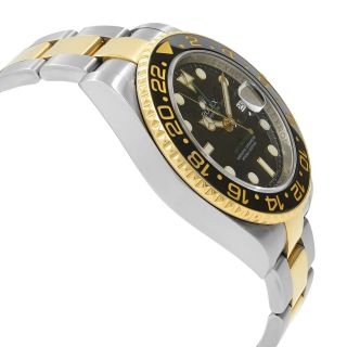 Rolex GMT - Master II Steel Gold Black Dial Ceramic Bezel Mens Watch 116713 4