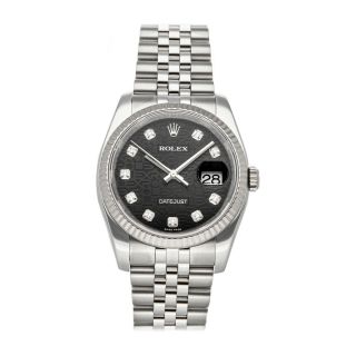 Rolex Datejust Auto Steel Gold Diamonds Mens Jubilee Bracelet Watch 116234