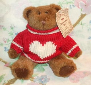 Cute Russ Bears Of The Past Plush 6.  5 " Heart Sweater Teddy Bear Heartwarmer Mwt