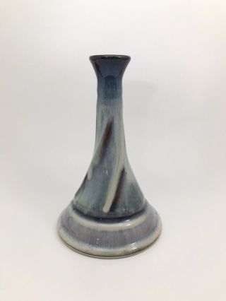 Signed Bill Campbell Pottery Vase Or Candle Stick Holder Drip Glaze 8 Inch