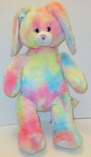 Build A Bear Rainbow Pastel Tie Dye Bunny Rabbit 16 " Easter Plush Doll Toy