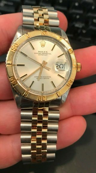 Rolex 36mm 2 Tone Thunderbird Tog Silver Dial Vintage Oyster Perpetual 1625/3