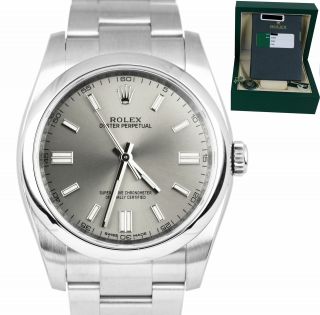 2016 Rolex Oyster Perpetual 36mm Stainless Steel Gray Stick Watch 116000 B,  P