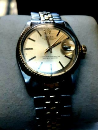 Rolex 36mm 2 Tone Datejust Champagne Index Dial Vintage Oyster Perpetual 1601