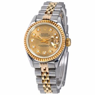 Womens Rolex Datejust Oyster Perpetual 18k Gold Diamonds