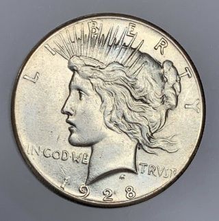 1928 Philadelphia Silver Peace Dollar About Uncirculated Details Key Date