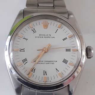 Rolex Oyster Perpetual 34 Mm Steel Automatic White Watch 5500 Circa 1967