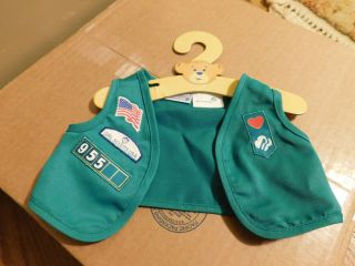 Build - A - Bear Girl Scouts Junior Uniform Vest Doll Clothing Outfit Green Patches
