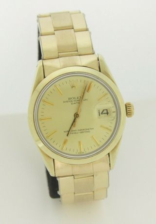Vintage Rolex 1550 Oyster Perpetual Date 14k Shell On Steel Band 1979