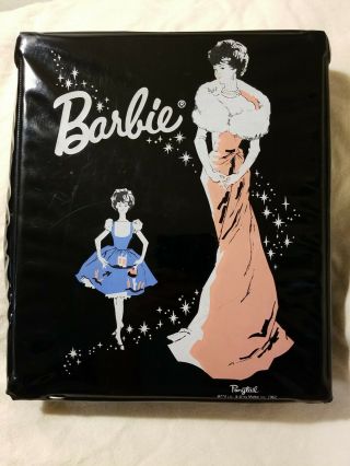 1962 Barbie Doll Ponytail Carry Case Black Mattel Enchanted Evening W/ Clothes