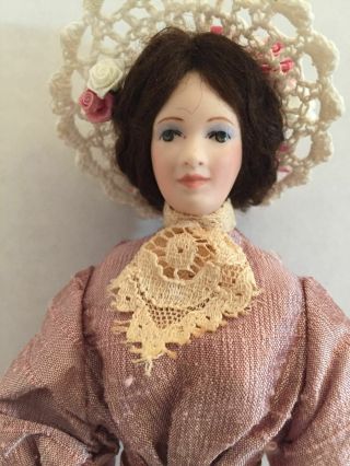 Joan Benzell Edwardian Lady Porcelain Doll In Lavender Dress - Artisan Dollhouse