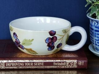 Tracy Porter Hand Painted 5 1/4 " Jumbo Tea Coffee Soup Mug Grapes Large Handle